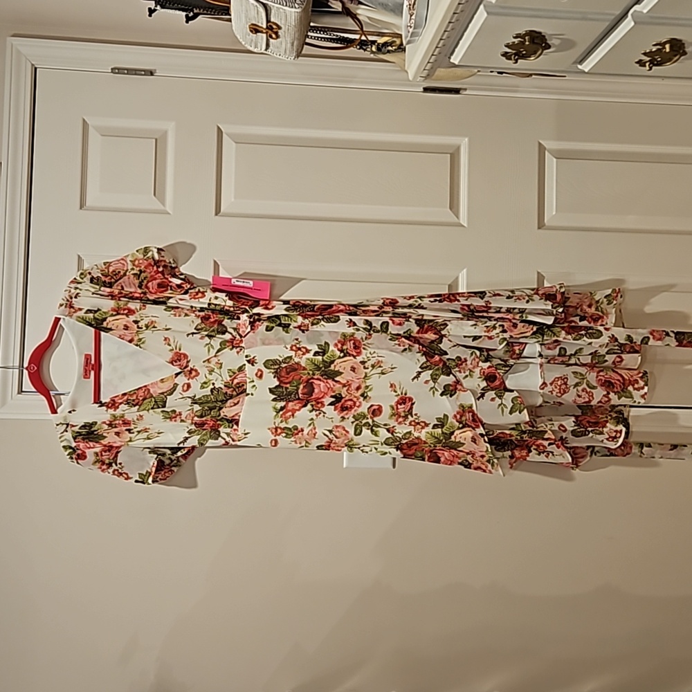 Betsy Johnson floral wrap dress